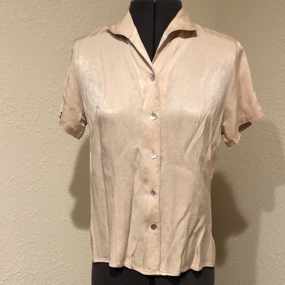 Notations Women's Short-Sleeve Button Front Blouse